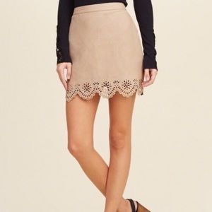 Hollister Sueded Tan Scalloped Skirt 7